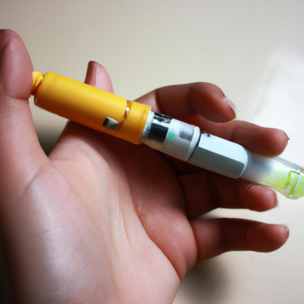Person holding an EpiPen injector
