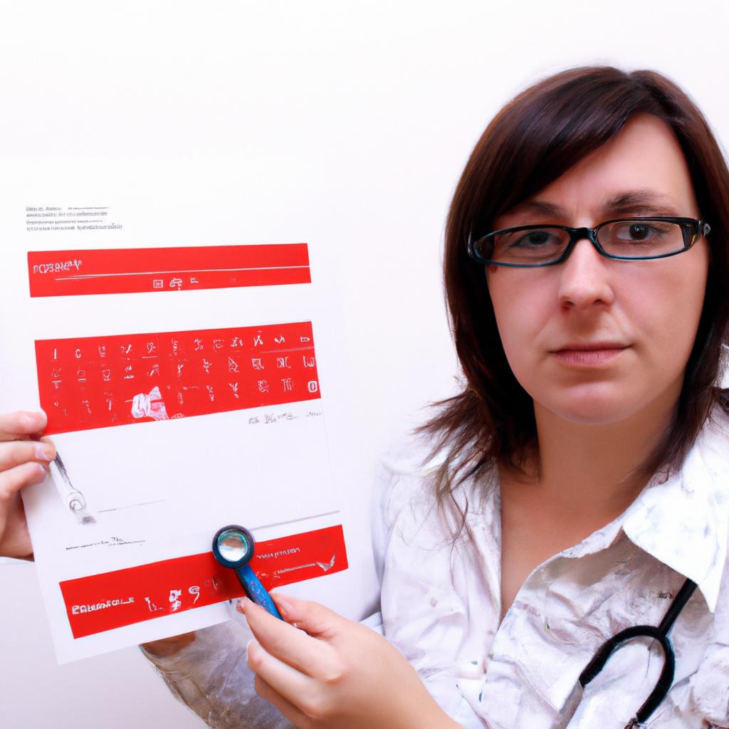 Woman holding medical chart, examining